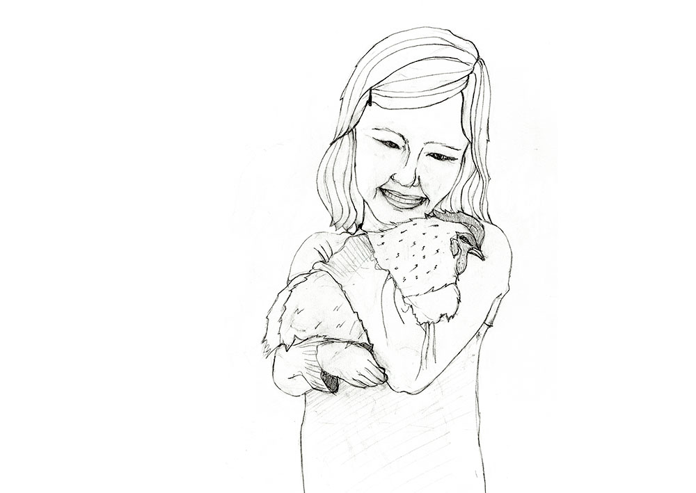 girl with chicken Sketch